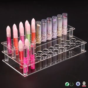 Kirkas akryylihuulipuiden järjestäjä Lipstick säilytysosastoilla